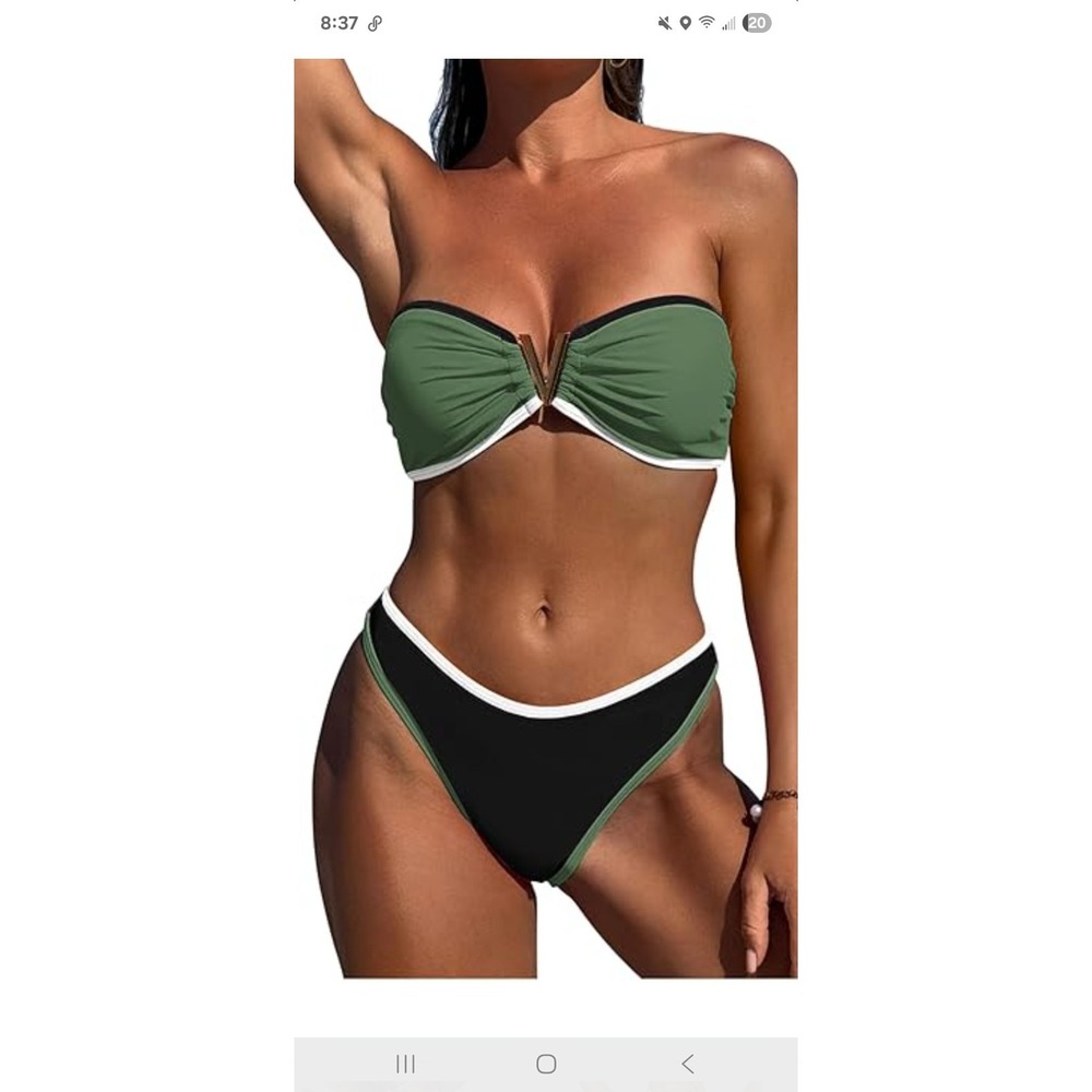ZAFUL Bikini Set Size Large Metal Ring Bandeau High Cut
